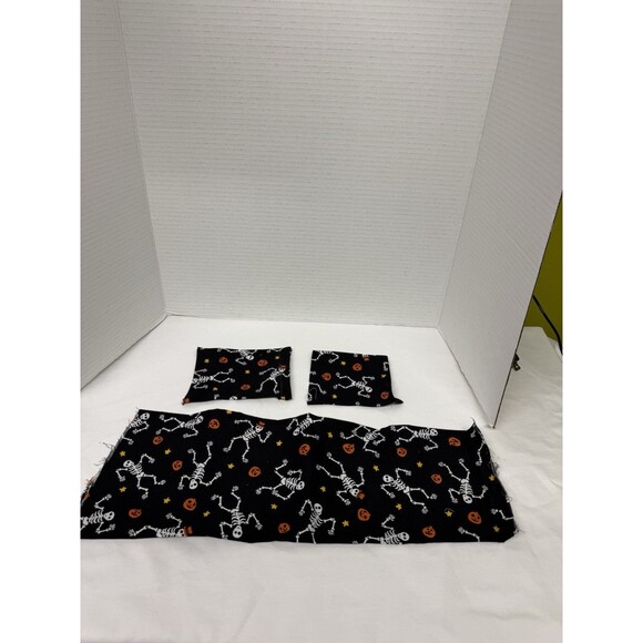 Halloween Cotton Fabric Pieces- Dancing Skeletons & Pumpkins on Black - Picture 13 of 14